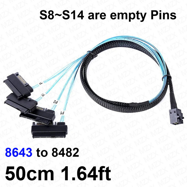SFF-8643 - 4 SFF-8482 SAS 케이블 커넥터 0.5m 1.64ft 1m 3.28ft 어댑터 29핀 Mini-SAS - SAS 케이블(SATA, 01 50cm 1.64ft 8643, 1개