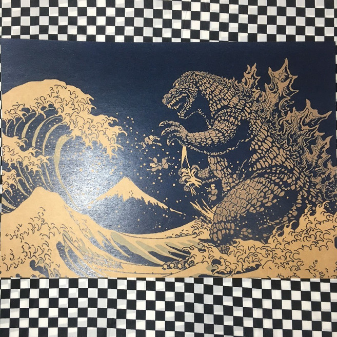 老番顛 哥斯拉 哥吉拉 Godzilla 裝飾畫 復古 牛皮紙海報 壁飾 背景裝飾 牆貼
