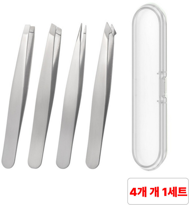 별오점 미세모 속눈썹 털뽑는 쪽집게 족집게 핀셋 트위저 4개, 1세트, 실버