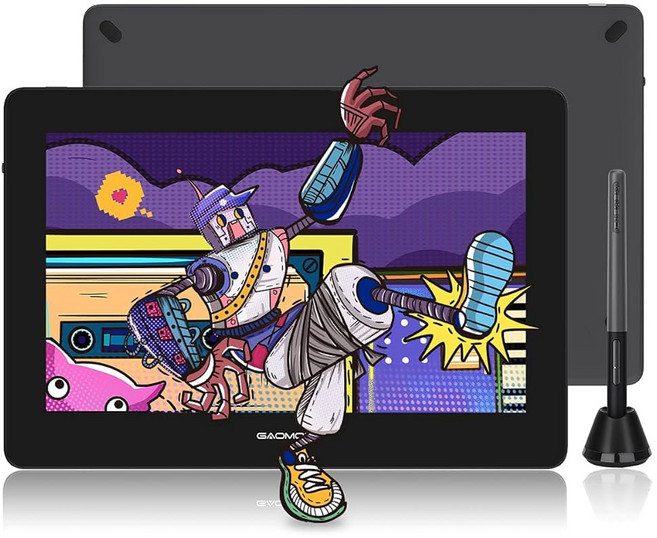 GAOMON PD2200 화면이 있는 드로잉 태블릿 8개의 터치 버튼이 풀 라미네이팅 디지털 아트 배터리 프리 스타일러스 틸트 130% sRGB 21.5인치 그래픽 스탠드, 13.3 inch, without shortcut keys, 1개, 블랙, USB-C, HDMI