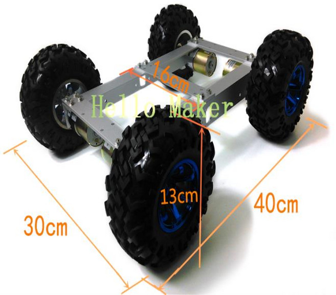 C37 4WD 자동차 하이 토크 모터 알루미늄 합금 섀시 130mm 빅 타이어/휠 DIY 스마트 카 로봇 대회용, 01 12VHallSensorMotors