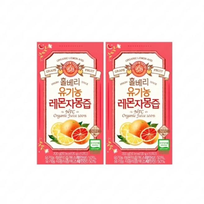 홀베리 유기농 레몬자몽즙 10포, 200g, 2개