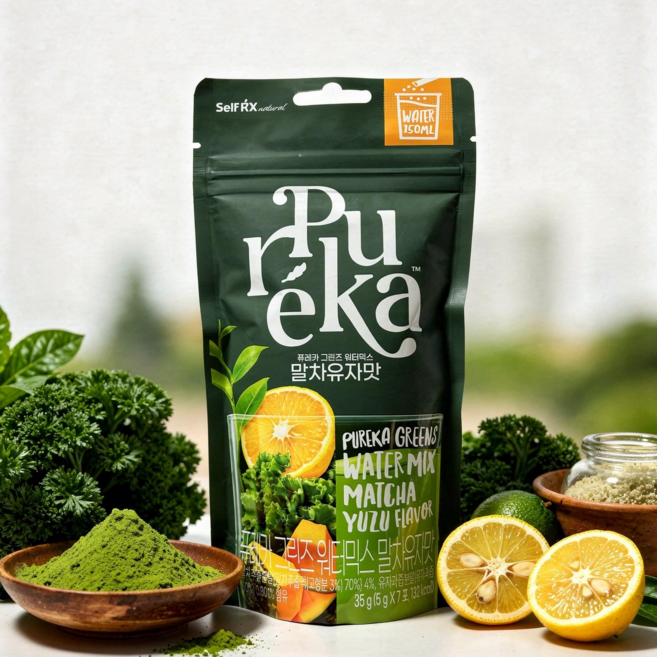 퓨레카 그린즈 워터믹스 7포 4종/크런치 2종 신제품, 1박스, 워터믹스 말차유자