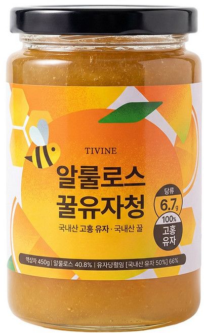 티바인 알룰로스 꿀유자청, 1개, 1개입, 450g