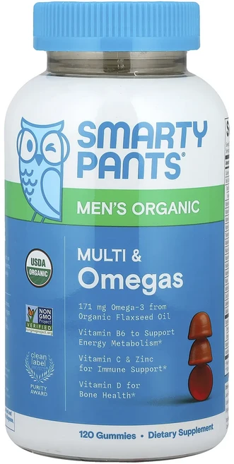 몸관리하세요 겨울입니다 SmartyPants 남성용 유기농 멀티 & 오메가 구미젤리 라즈베리 레몬 라임 포도 구미젤리 120개 특별관리진행, SmartyPants남성용유기농멀티오메가구미젤리라즈베리, 1 - 쿠팡