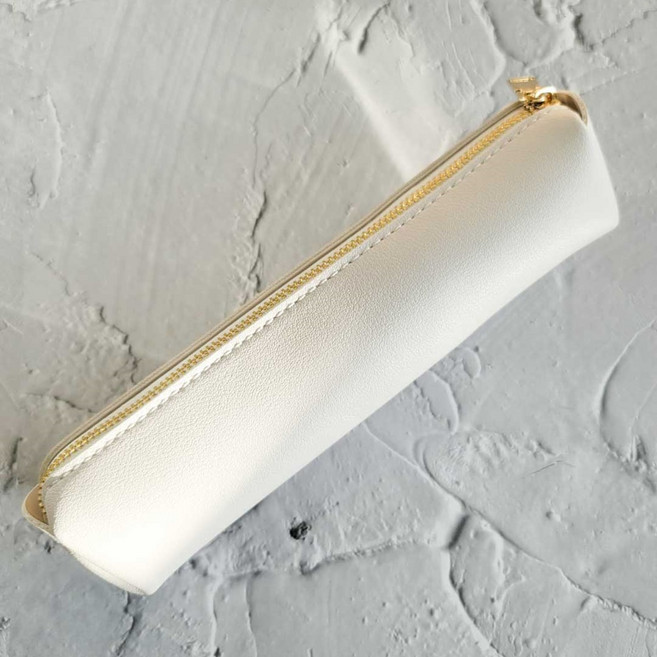 인노블 심플 펜 파우치 가죽 필통, 흰색, 1개