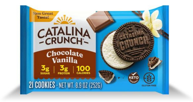 Catalina Crunch 쿠키 과자 카탈리나 크런치 프로틴 1회 제공량당 4g 단백질 저당 샌드위치 글루텐 프리 비건 케토 디저트 스낵 바닐라 크림 8.9온스 21개, 252g