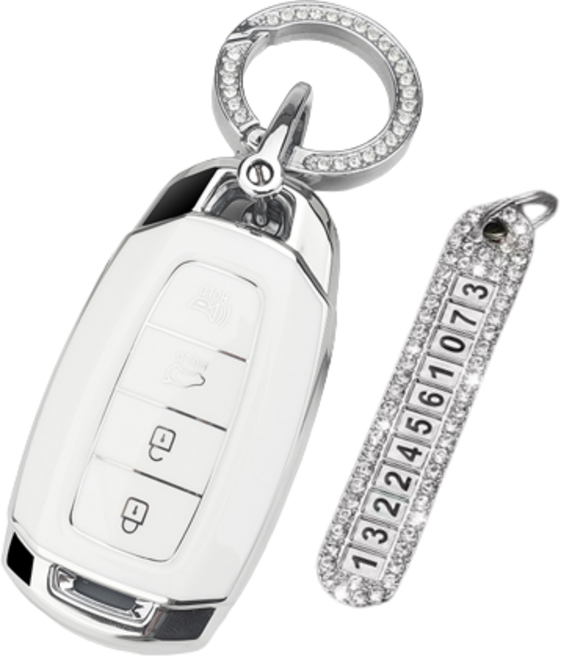 실버라인 키케이스 현대 4 5 버튼 전용, HA04CH, 화이트