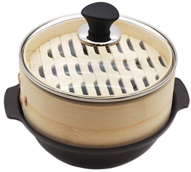 대나무 찜기 원형물솥 2size 딤섬 만두 찜통 만두솥 전골냄비, 대나무찜기 245mm, 1개