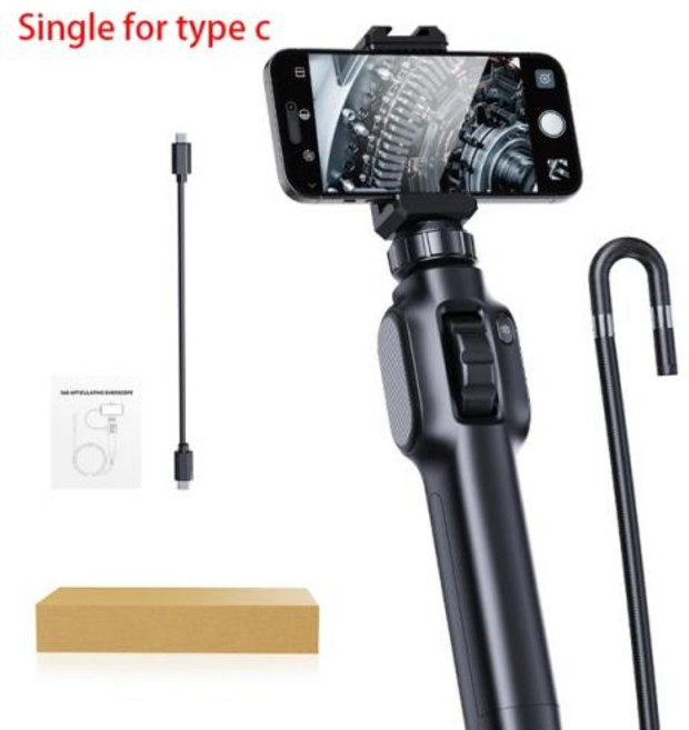 C타입 양방향 회전식 관절 내시경 카메라 HD 1080P 자동차 검사 산업용 내시경 IOS 안드로이드용 8 LED 포함 360 °, 1개