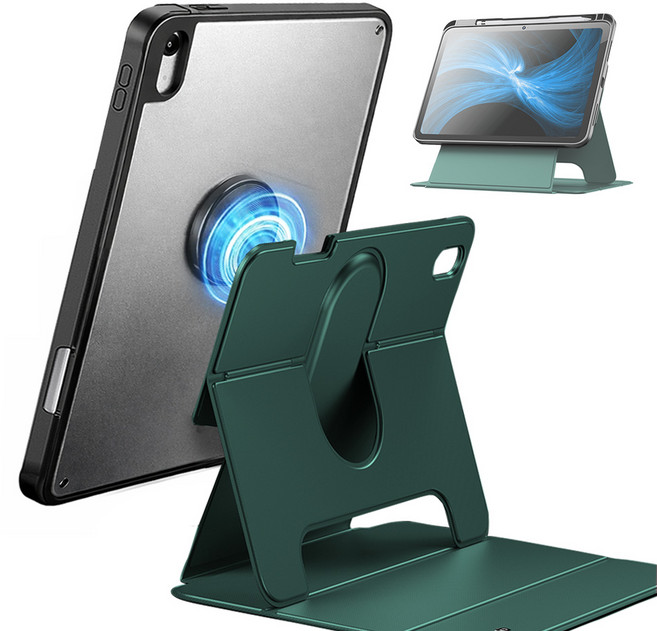 비스비 아이패드 프로11 6세대 5세대 M5 M4 플렉스뷰 마그네틱 거치대케이스 / 분리형 가로세로회전스탠딩, 미드나이트 그린, 1개