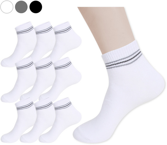 양말조아 면100 순면 흡습 소취 남자 학생 발목짧은 발목세줄링글 양말 단목-10족