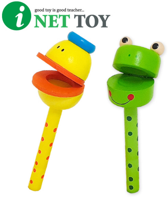 아이넷 원목 개구리 오리 핸들 캐스터네츠 원목장난감, 캐스터네츠_개구리, 1개