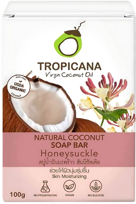 [태국직구] 트로피카나 코코넛 수제 비누 바 HONEY SUCKLE 100G., 3개입, 100g - 쿠팡