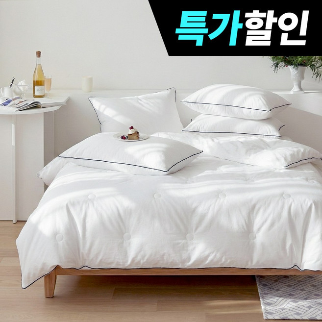 국내제조 띵스룸 블랙라인 100수 순면 항진드기 향균 옥수수솜 호텔 차렵이불 세트