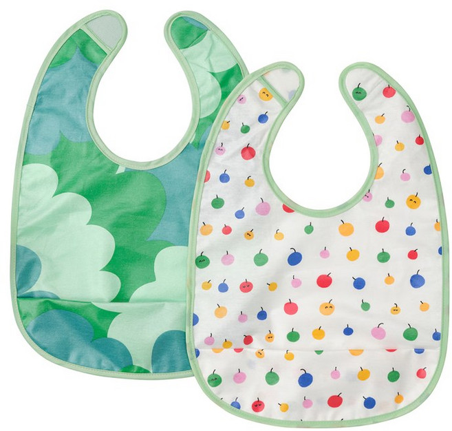 이케아 그뢴핑크 턱받이 그린 2개 세트 유아용 방수, 1개, 2개입