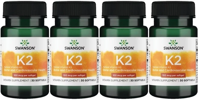 스완슨 천연 비타민 K2 100mcg 소프트젤 30정, 4개 - 쿠팡