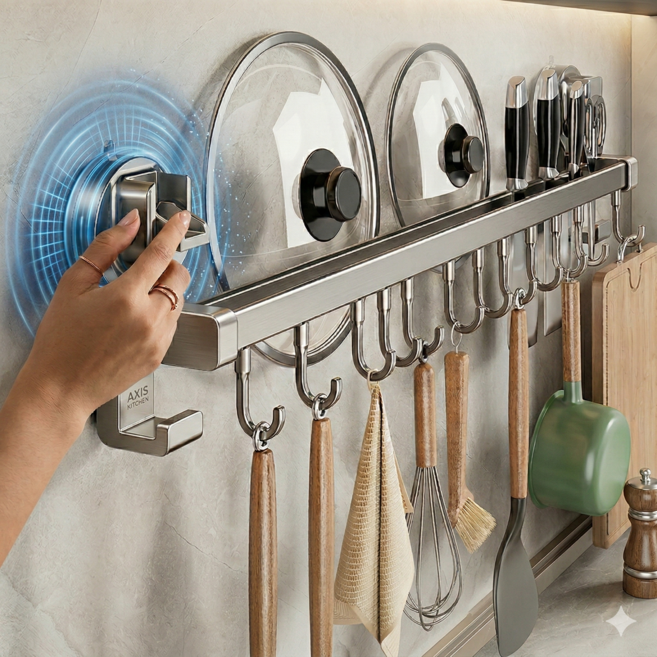 에너바인 초강력 부착식 조리도구 걸이, 그레이(짙은회색), 1개