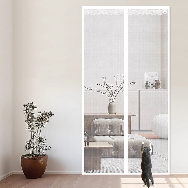 폴라도레 현관 방충망 찢어지지 않는 찍찍이 자석 모기장, 4번 - 화이트(프리미엄망)