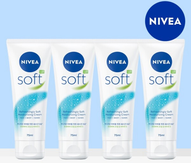 [니베아] 소프트 리프레싱 모이스춰라이징 크림 75ml 4개