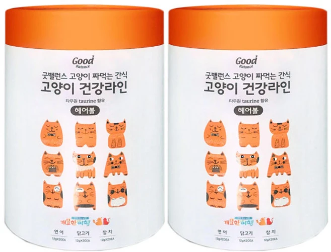 굿밸런스 고양이 짜먹는 간식 건강라인 헤어볼 3종 x 20p 세트, 참치, 연어, 닭고기, 12g, 2세트 - 쿠팡
