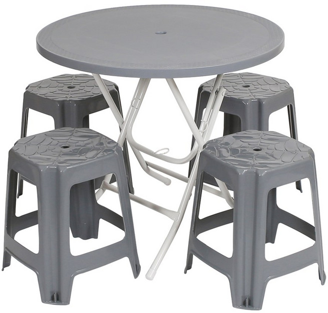 지오리빙 포장마차 테이블 의자 세트, 원형+사각(다크그레이)