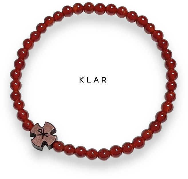 클라(KLAR) 천연 자마노(Sard) Px 크로바 십자가 팔찌 (4미리)