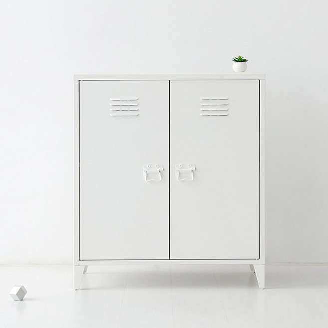 마켓비 앤틱캐비넷 세로중 2문 수납장, 화이트