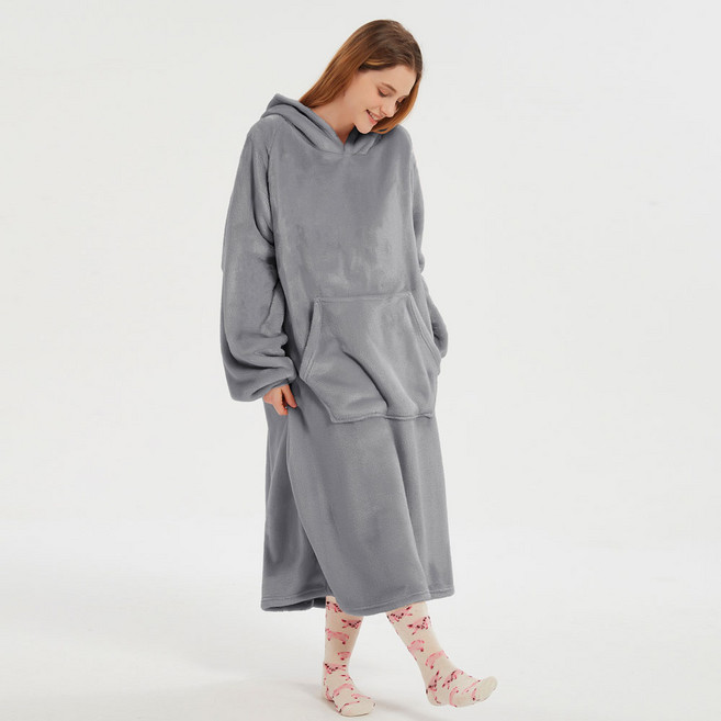 ROUGH DIA_플러피 빅 후드담요 입는담요 극세사 대형 후드 담요