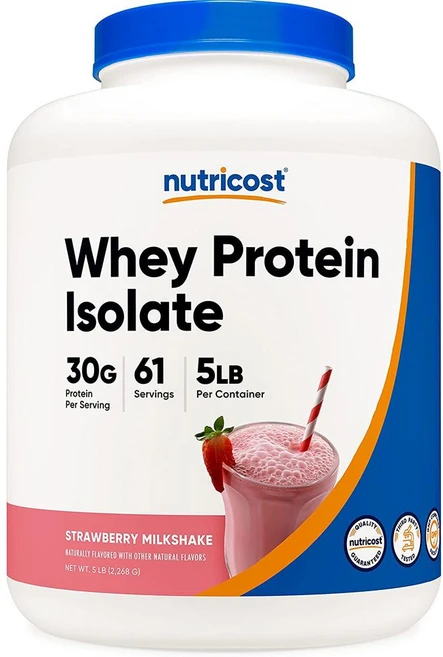 Nutricost Whey Protein Isolate 뉴트리코스트 프로틴 파우더 딸기 밀크 쉐이크맛 2.3kg, 1개, 120g, 2.268kg - 쿠팡
