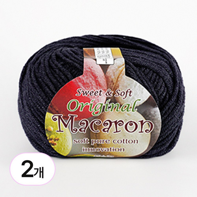 바토니팅 마카롱실 2P 마카롱 뜨개실 털실, 076멜란흑청, 2개
