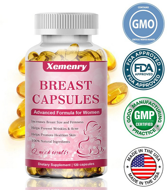 가슴 확대 캡슐 | 100% 천연 푸에라리아 뿌리 함유로 주름 예방 가슴 크기 및 탄력 증진, 1개, 120정