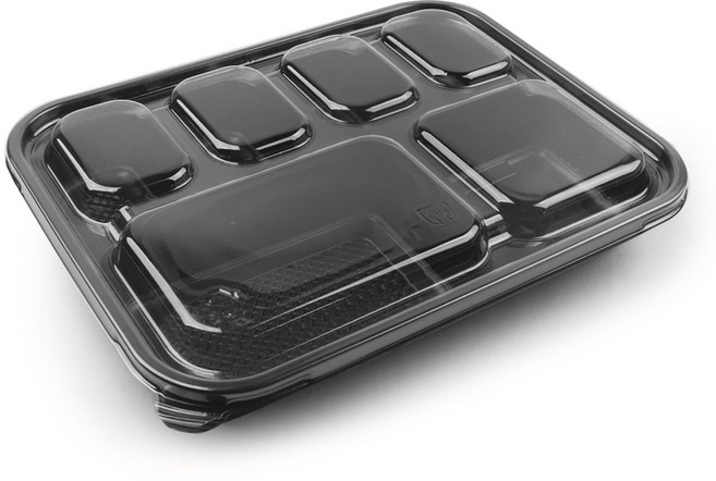 도시락/반찬/돈가스용기/ 미니도시락 6칸검정/ 100개 세트