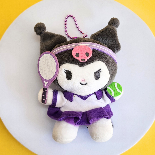 BSC 산리오 테니스 미니 키링 인형 키홀더 운동 스포츠 가방고리 자동차키링, 1개, E. 쿠로미 테니스 미니 키링, 8cm