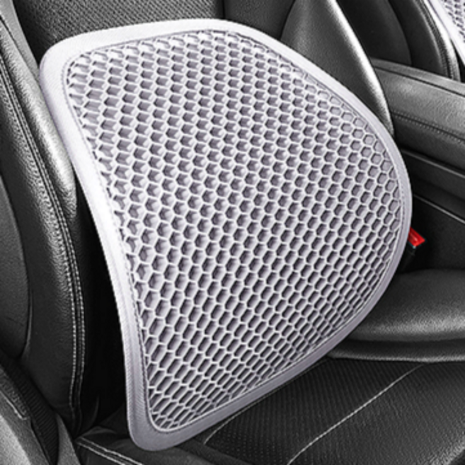차량용 허리쿠션 3D 벌집 TPE 메쉬 등받이 허리받침 통풍 쿠션, 라이트 그레이, 1개