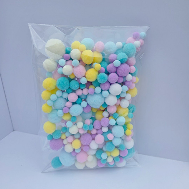 고탄력 폼폼이 55g 색상혼합, 1세트, 마카롱