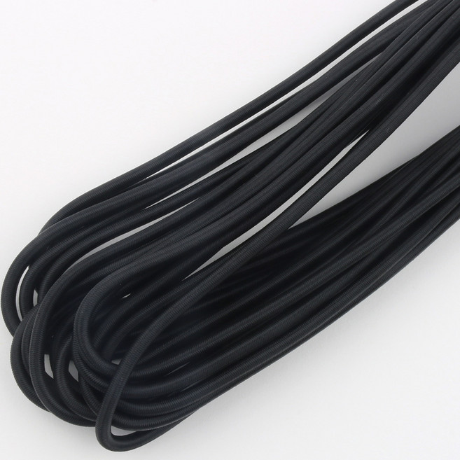 Joeunmall 둥근고무줄 4mm X 10M 면고무줄 천 마루 스트링 고무줄 고무밴드, 블랙, 1개