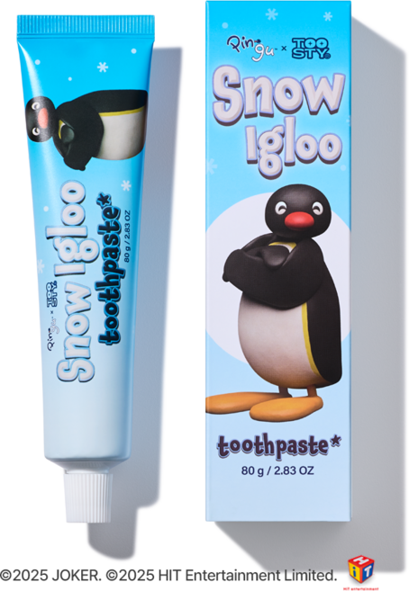 투스티 맛있는치약 핑구 남극치약 스노우이글루 히알루론산 입마름방지 구취제거, 1개, 80g