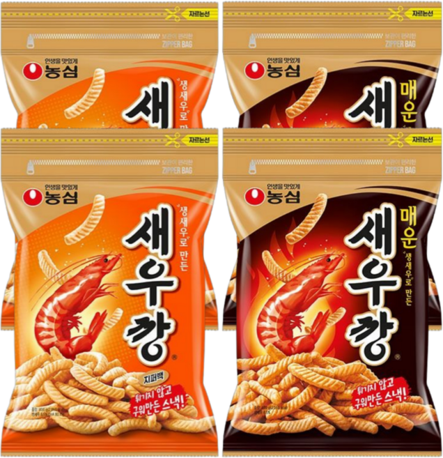 농심 대용량 지퍼백 (새우깡1+매운새우깡1) 무배, 2세트, 800g