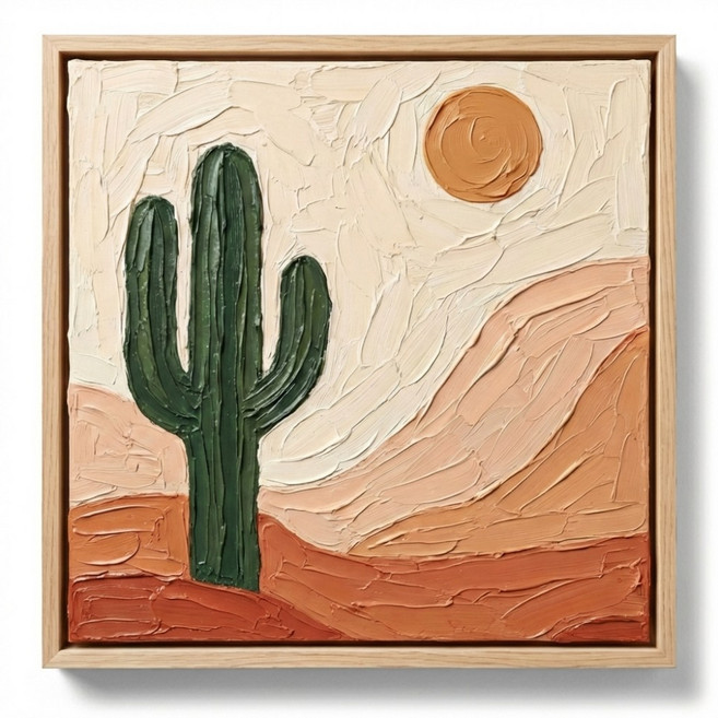 오컴멀 DIY 힐링 유화 그리기 입문용 초보용 페인팅 붓 물감 세트, Easy_해와 선인장, 1세트