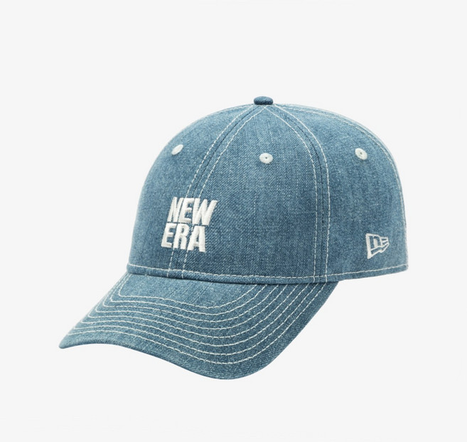 뉴에라 스퀘어 로고 데님 레더 스냅 언스트럭쳐 볼캡 블루 데님 14667927