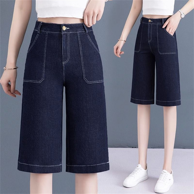 besteffie 여성 데님 반바지 여름 캐주얼 루즈 청바지 여성청반바지5부 여성반바지 K97