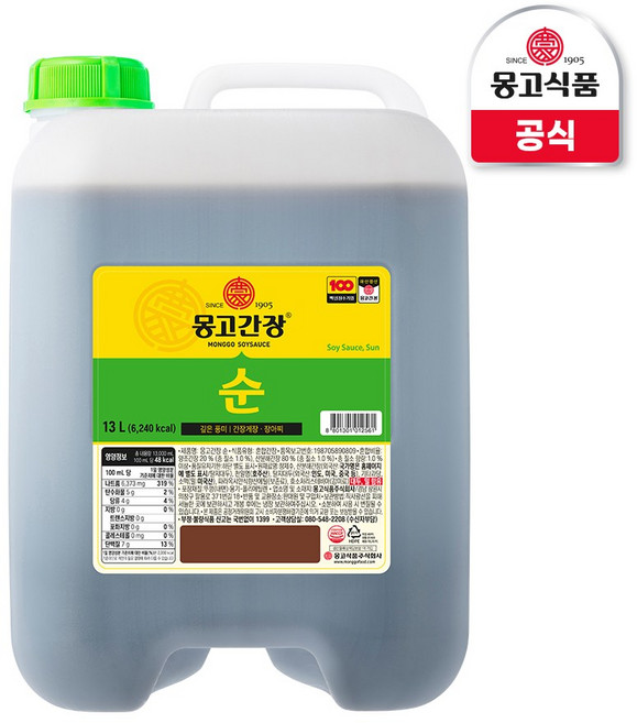 몽고식품 순간장, 1개, 13L