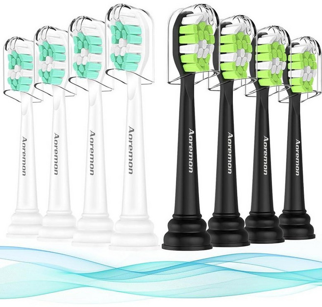 Aoremon Replacement Heads for Philips Sonicare C2 W Electric Toothbrush Heads fit for Phillips Son, 화이트+블랙