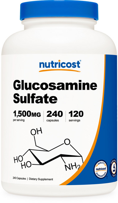 nutricost 葡萄糖胺硫酸鹽無麩質膠囊 1500mg, 240顆, 1罐