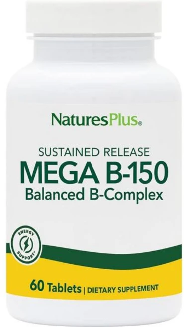Natures Plus Mega B150 Complex Sustained Release - 60 Vegetarian Tablets - Maximum Potency B Compl, 60 Count (Pack of 1), 1개, 60정 - 쿠팡