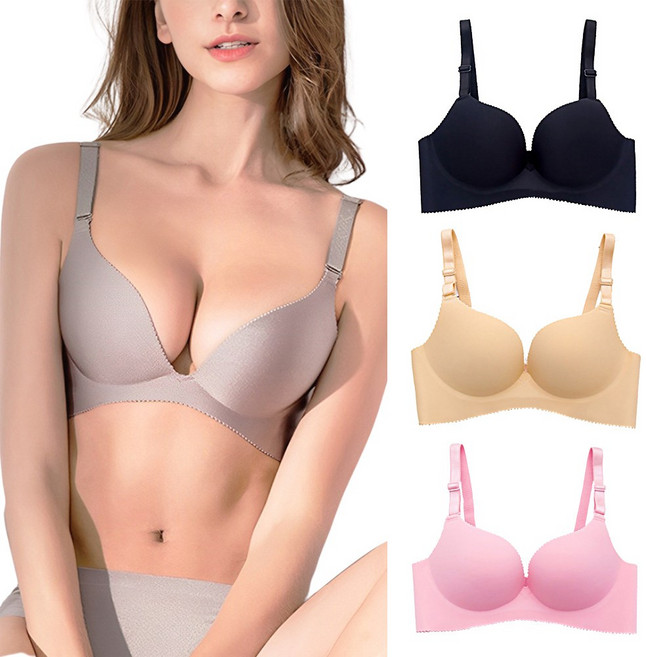 一片式無痕無鋼圈 內衣褲套裝 側收副乳集中包覆內衣