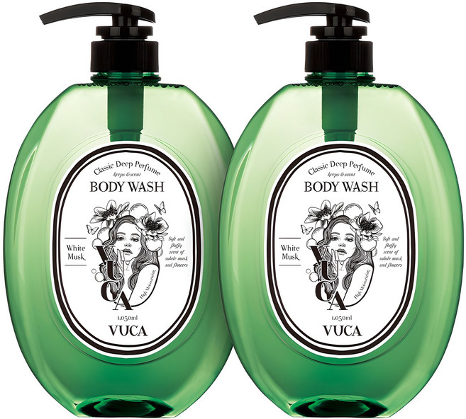 뷰카 클래식 딥 퍼퓸 바디워시 화이트머스크향, 1.05L, 2개