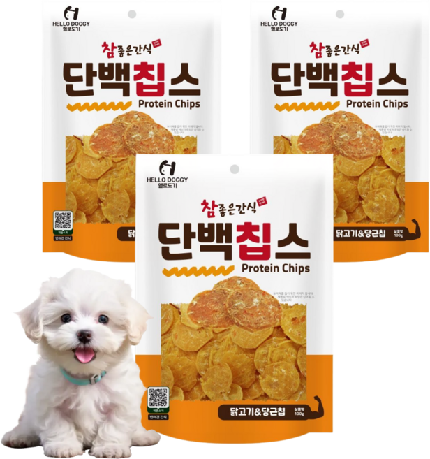 참좋은간식 단백칩스 강아지 바삭간식, 3개, 100g, 혼합맛(닭고기/당근)