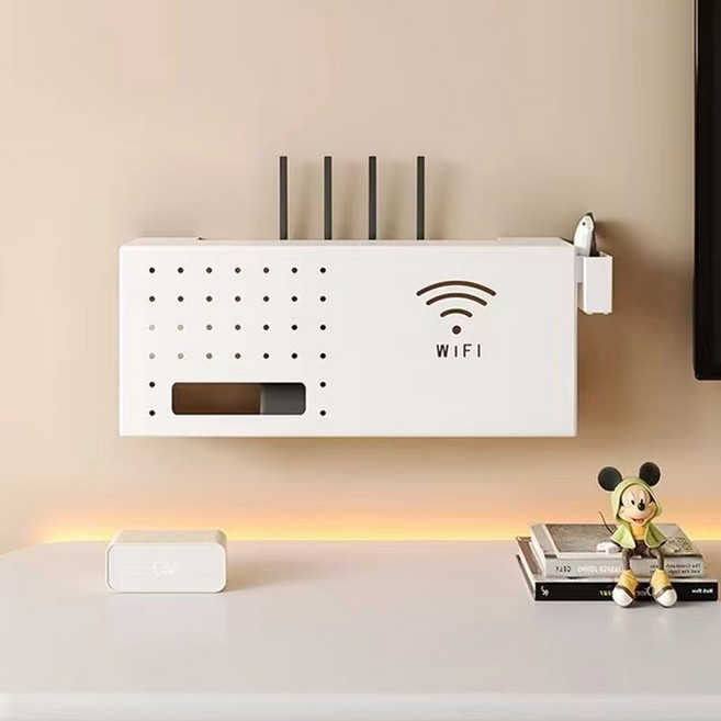 핫몰 셋톱박스 정리함 벽콘세트가리개 공유기 보관함, 화이트, 1